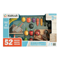 KidKraft Chop It Up Wood Food Grocery Cooking with Knife Block Play Knives 52pc