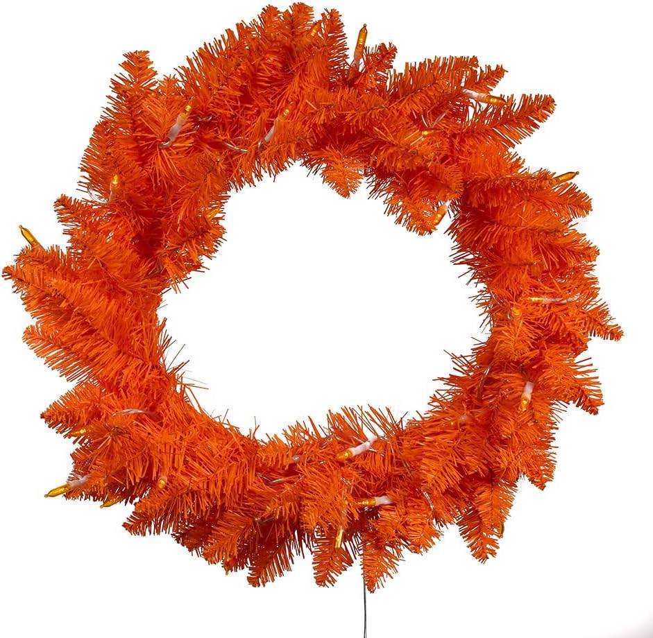 Kurt Adler 18-inch Battery Operated Pre-Lit Orange Wreath
