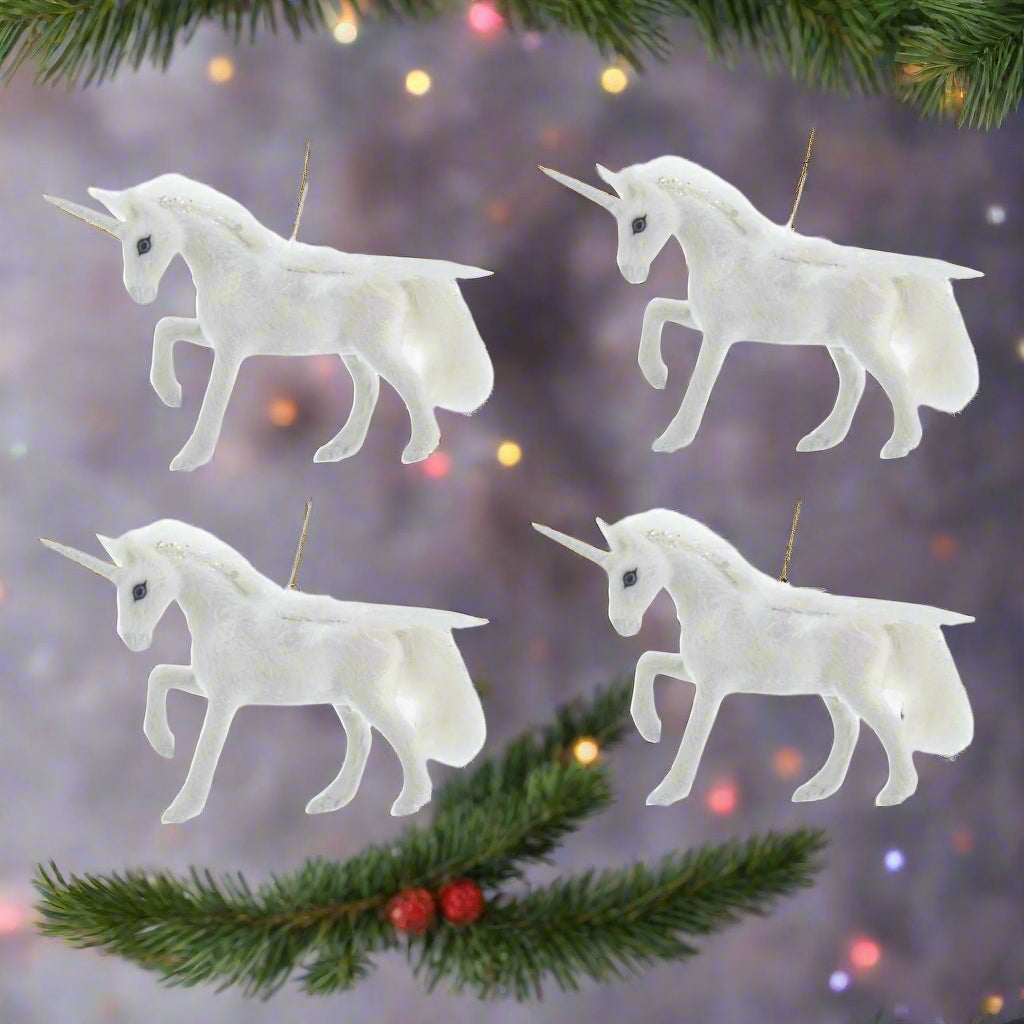 Kurt Adler White Feather Pegasus Ornament (4 Pack)