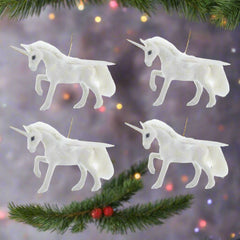Kurt Adler White Feather Pegasus Ornament (4 Pack)