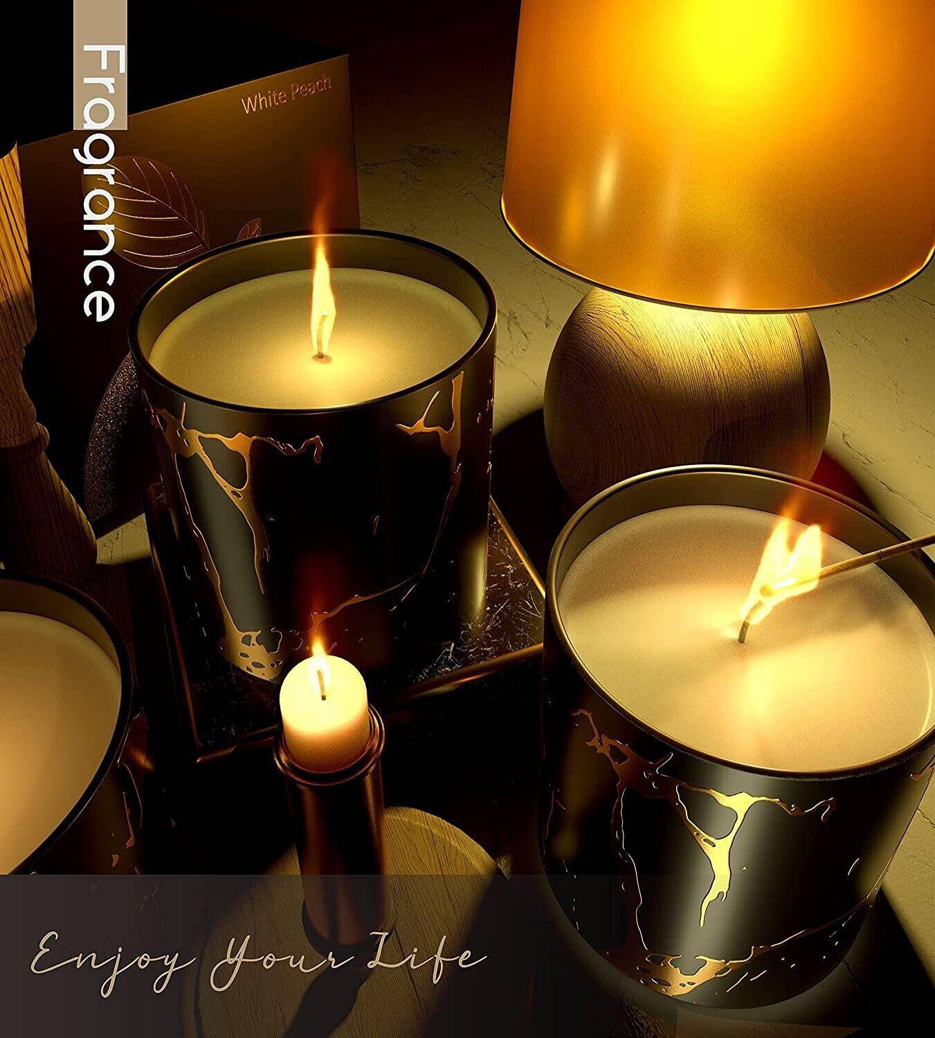 La Cadeau Scented Candle for Home Floral White Peach Scented Soy Candle 7oz