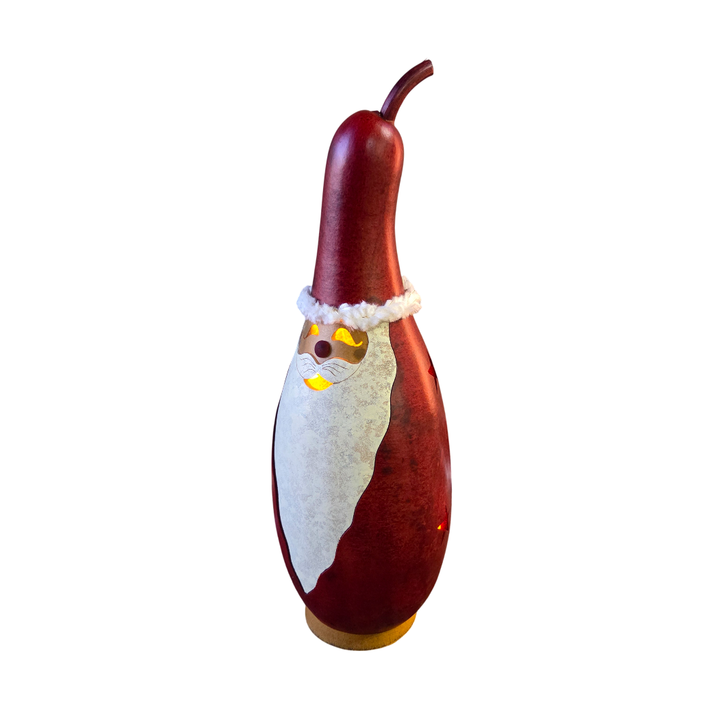 Light Up Gourd Santa | Hand Dyed