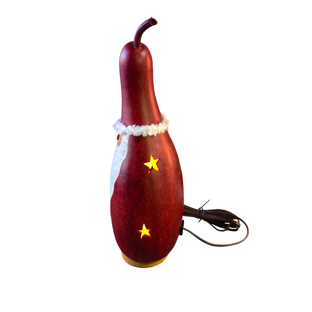 Light Up Gourd Santa | Hand Dyed