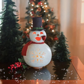 Light Up Snowman Gourd | Hand Crafted