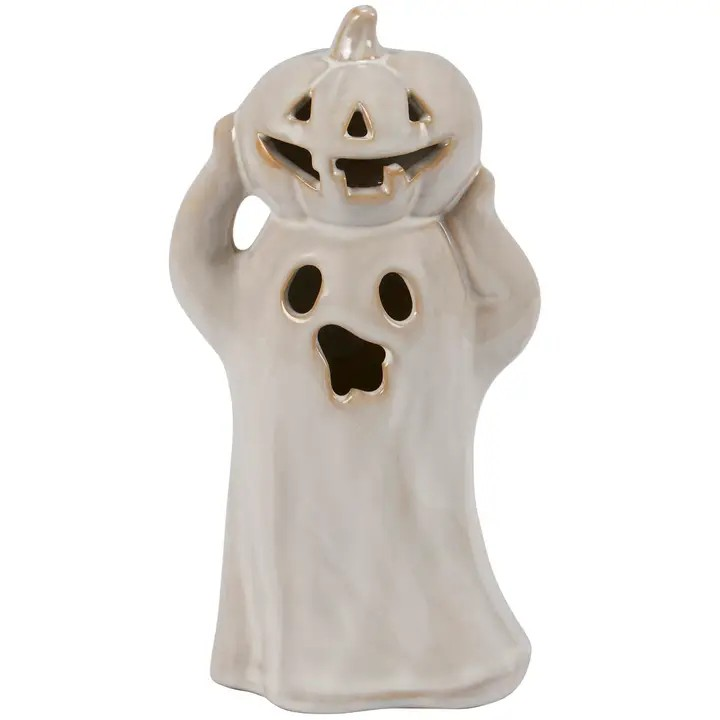 Lighted Pumpkin Ghost Figurine
