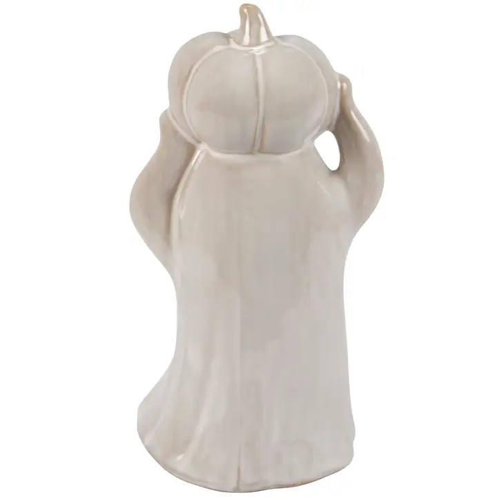 Lighted Pumpkin Ghost Figurine
