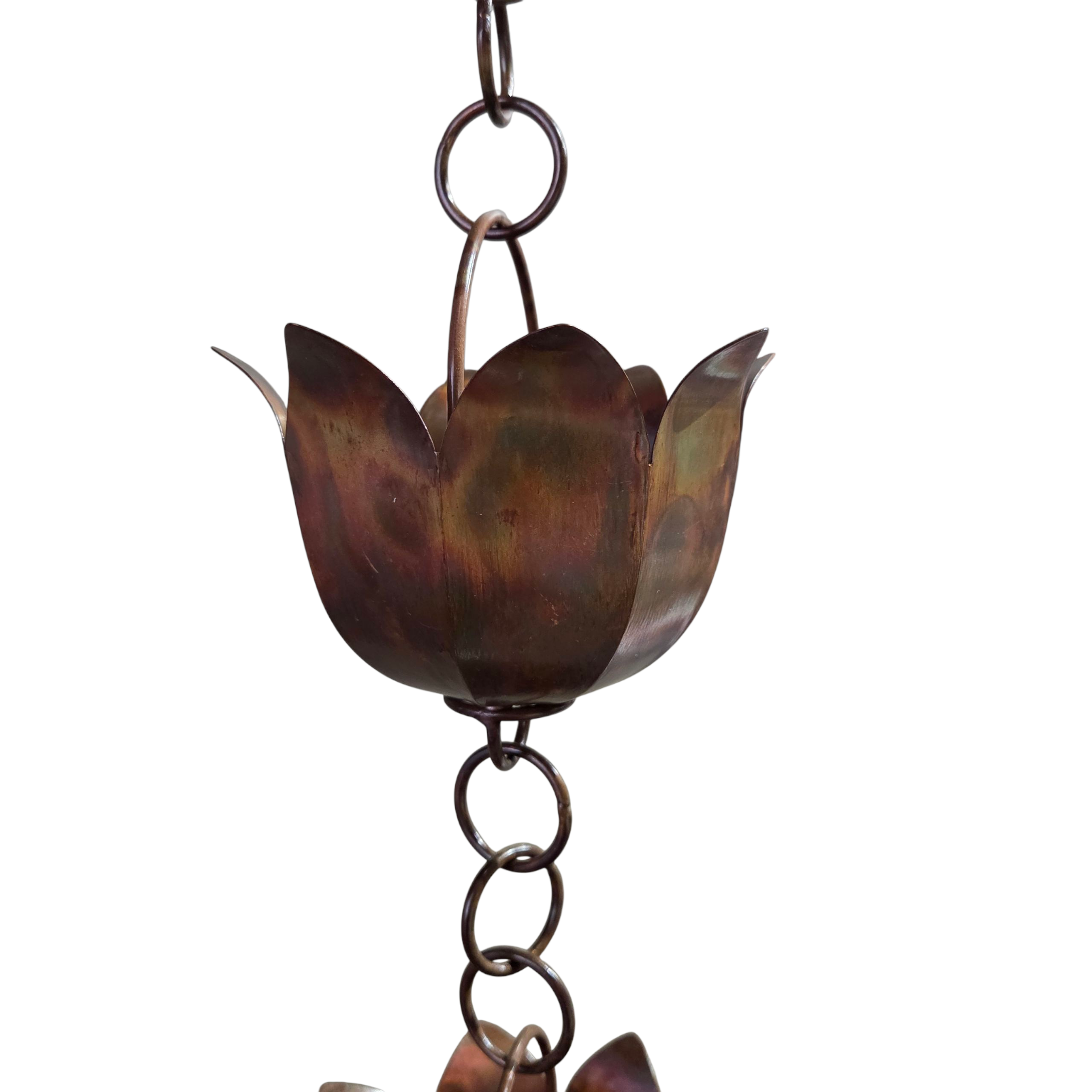 Lotus Rain Chain | Handcrafted Iron | 7.5 Feet