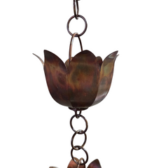 Lotus Rain Chain | Handcrafted Iron | 7.5 Feet