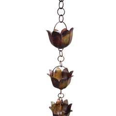 Lotus Rain Chain | Handcrafted Iron | 7.5 Feet