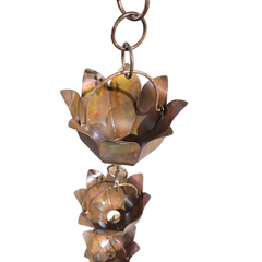 Lotus Rain Chain | Handcrafted Iron | 7.5 Feet