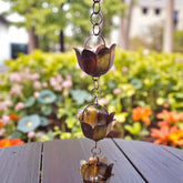 Lotus Rain Chain | Handcrafted Iron | 7.5 Feet