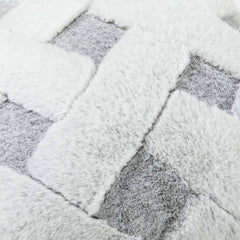 Luxury Faux Fur Plush Pillow Cover in Gray/White 18 inch (2pk)