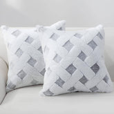 Luxury Faux Fur Plush Pillow Cover in Gray/White 18 inch (2pk)