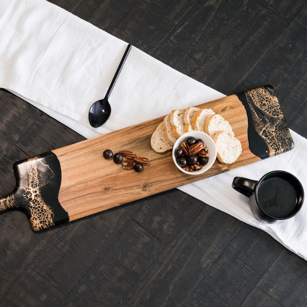 Lynn & Liana Designs | Baguette Charcuterie Board | Wood Resin Cheese Board