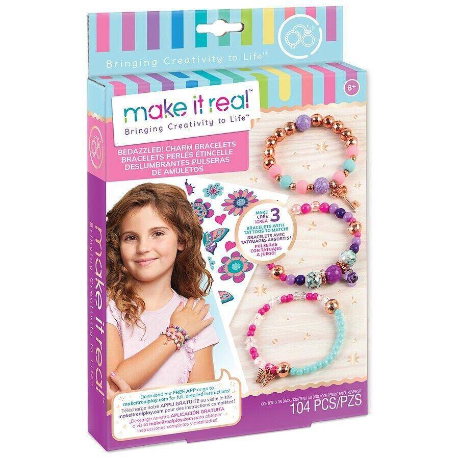 Make it Real Charm Bracelet Jewelry Kit with Matching Tattoos DIY Ages 8+