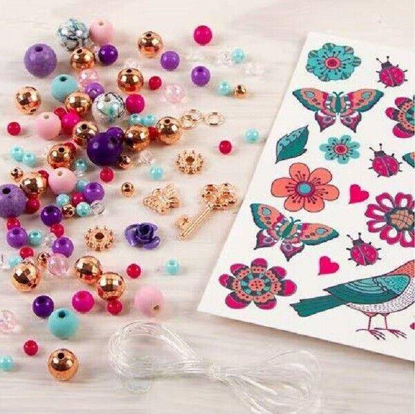 Make it Real Charm Bracelet Jewelry Kit with Matching Tattoos DIY Ages 8+