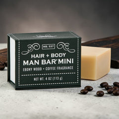 Man Bar Mini | Ebony Wood & Coffee | Hair & Body 4 oz
