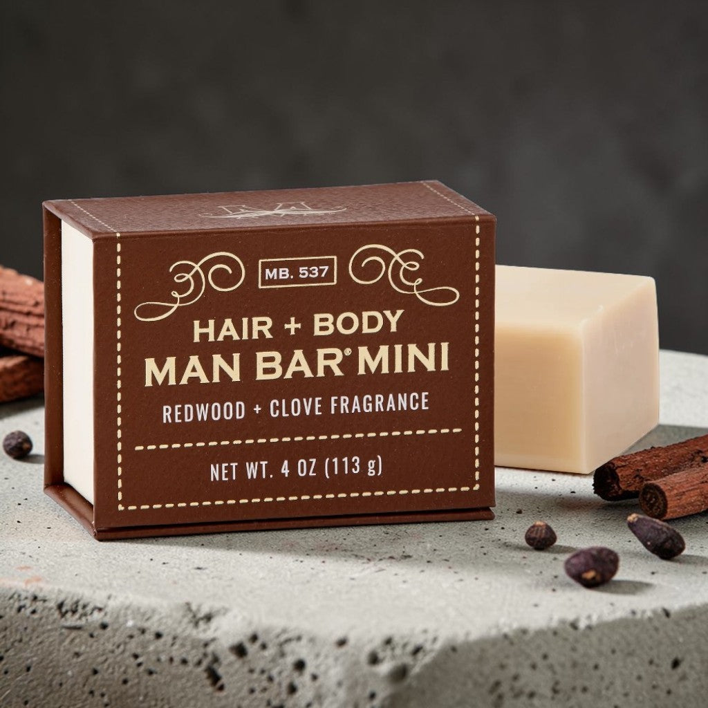 Man Bar Mini | Redwood & Clove | Hair & Body 4 oz