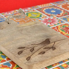 Mango Wood Cutting Board with Engraved Chidiya