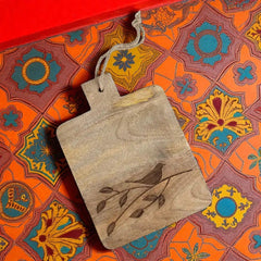 Mango Wood Cutting Board with Engraved Chidiya