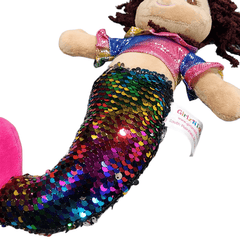 Mermaid Doll Plush Stuffed Toy 14 Inch Soft Body Rainbow Sequins