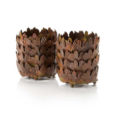 Metal Leaf Candle Holder | Ginkgo Leaves | Set of 2