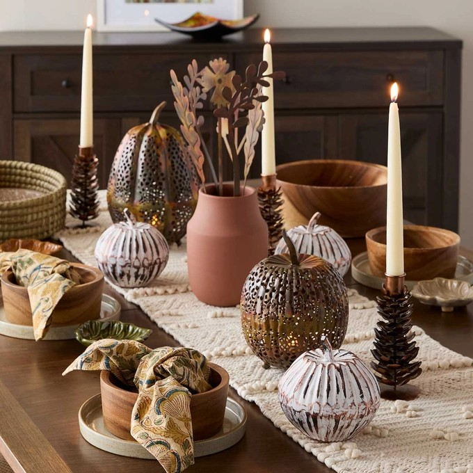 Metal Pumpkin Candle Lantern