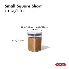 OXO POP 2.0 Container | Small Square Short 1.1 Qt