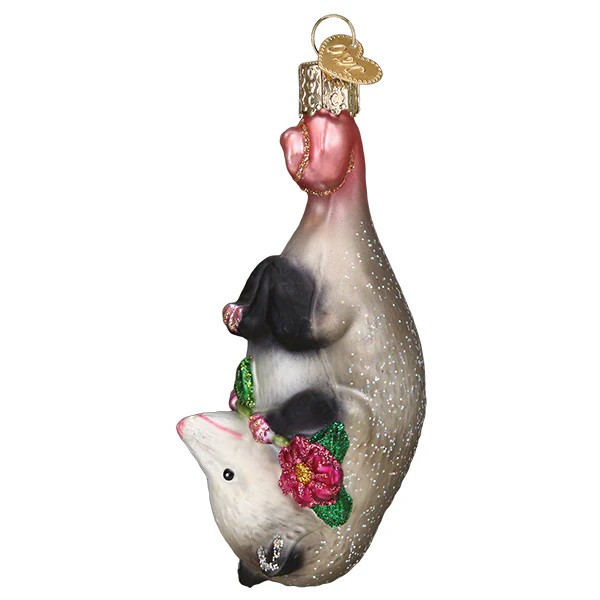 Old World Christmas Blossom Opossum Glass Holiday Ornament