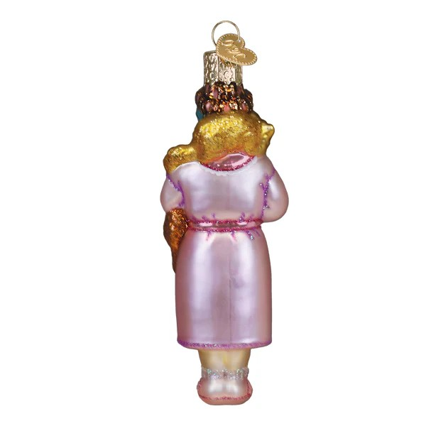 Old World Christmas Cat Lady Glass Holiday Ornament