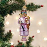 Old World Christmas Cat Lady Glass Holiday Ornament