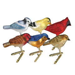 Old World Christmas Miniature Songbird Clip On Blown Glass Ornament (Set of 6)