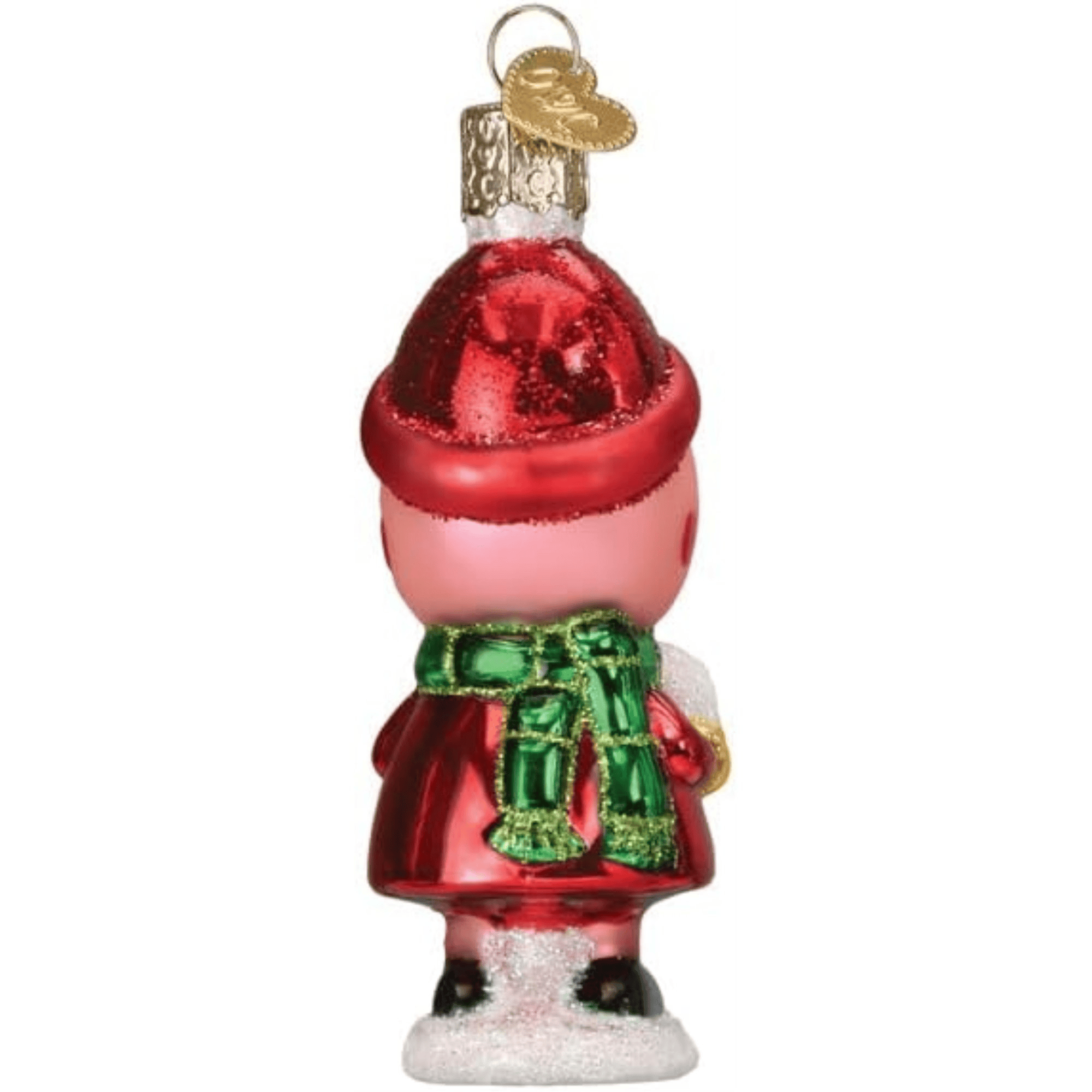 Old World Christmas Peppa Pig with Snowball Glass Holiday Ornament