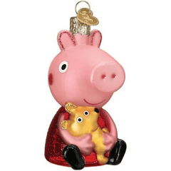 Old World Christmas Peppa Pig with Teddy Glass Holiday Ornament