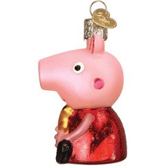 Old World Christmas Peppa Pig with Teddy Glass Holiday Ornament