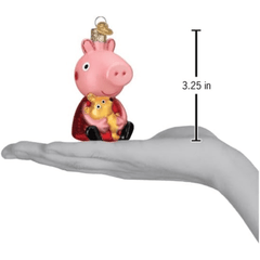 Old World Christmas Peppa Pig with Teddy Glass Holiday Ornament