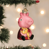Old World Christmas Peppa Pig with Teddy Glass Holiday Ornament