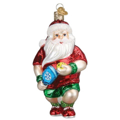 Old World Christmas Pickleball Santa Glass Holiday Ornament