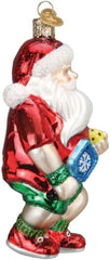 Old World Christmas Pickleball Santa Glass Holiday Ornament