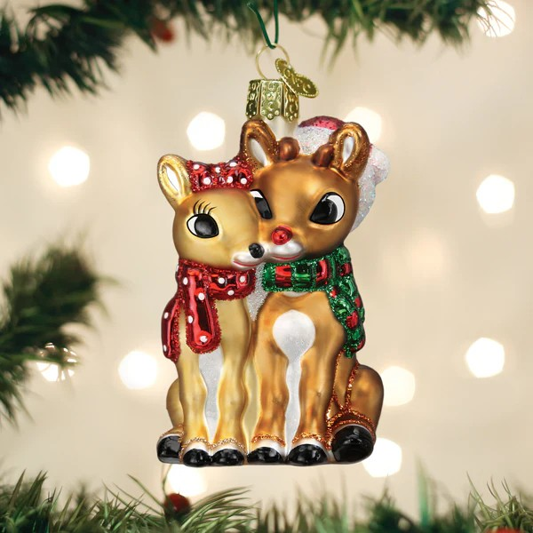 Old World Christmas Rudolph and Clarice Glass Ornament (with OWC Box)