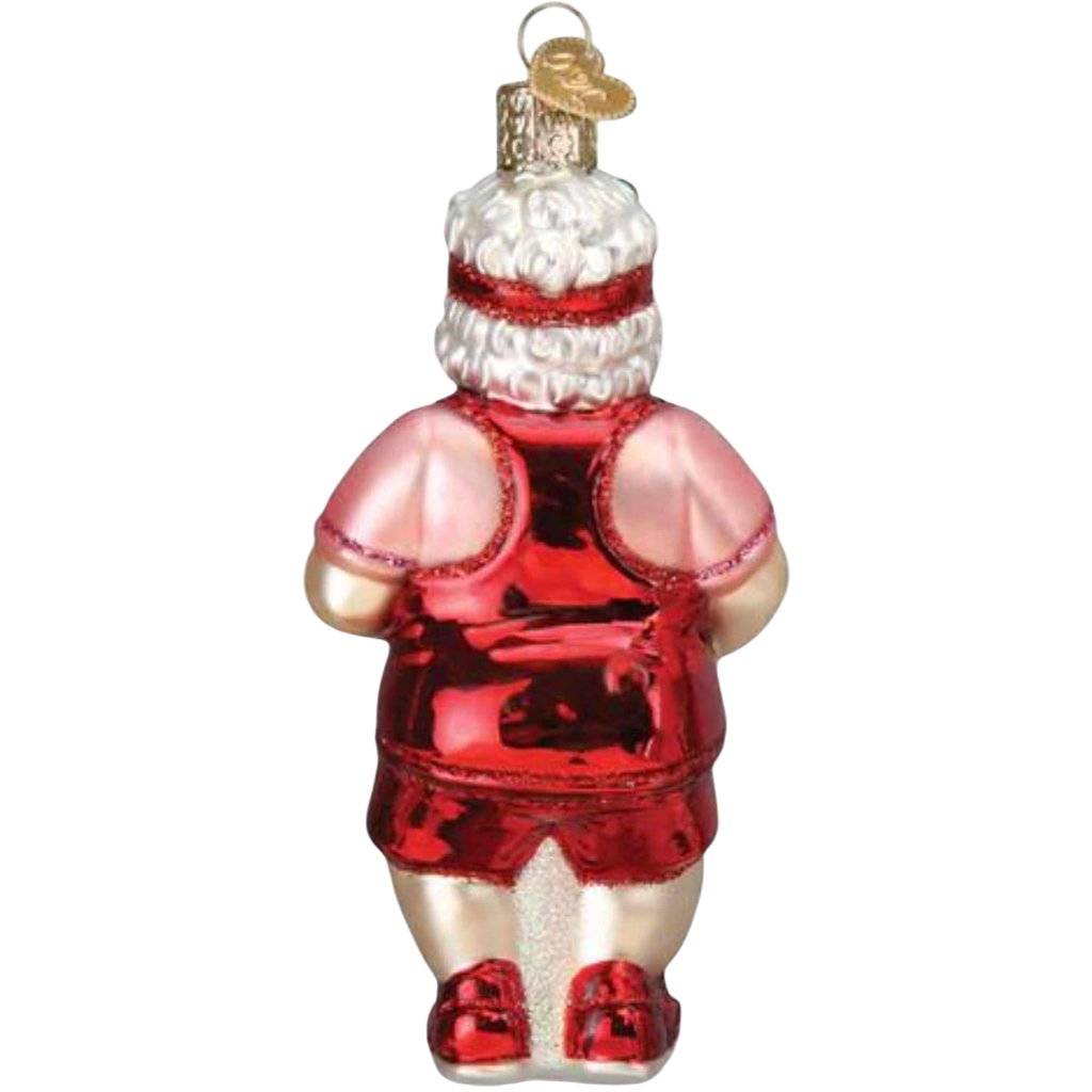 Old World Christmas Santa and Mrs Claus Pickleball Glass Ornament Set