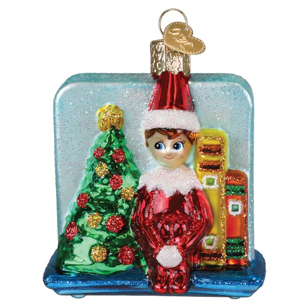Old World Christmas Scout Elf Storytime Glass Holiday Ornament