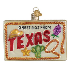 Old World Christmas Texas Postcard Glass Ornament