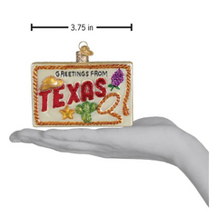 Old World Christmas Texas Postcard Glass Ornament