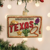 Old World Christmas Texas Postcard Glass Ornament