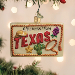 Old World Christmas Texas Postcard Glass Ornament