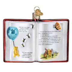 Old World Christmas Winnie-the-Pooh Book Glass Holiday Ornament