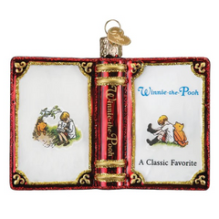 Old World Christmas Winnie-the-Pooh Book Glass Holiday Ornament