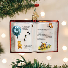 Old World Christmas Winnie-the-Pooh Book Glass Holiday Ornament