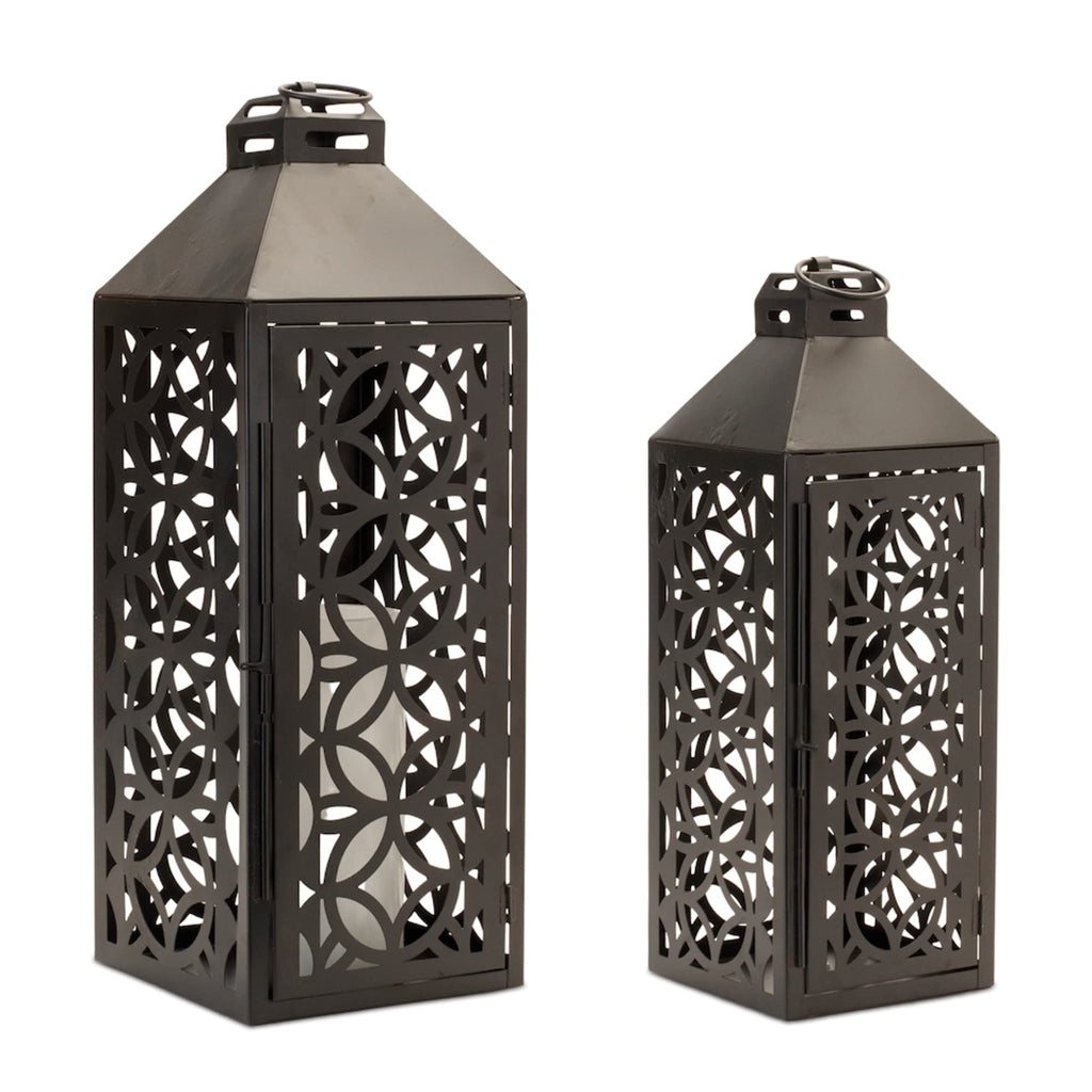 Ornate Geometric Candle Lantern Set